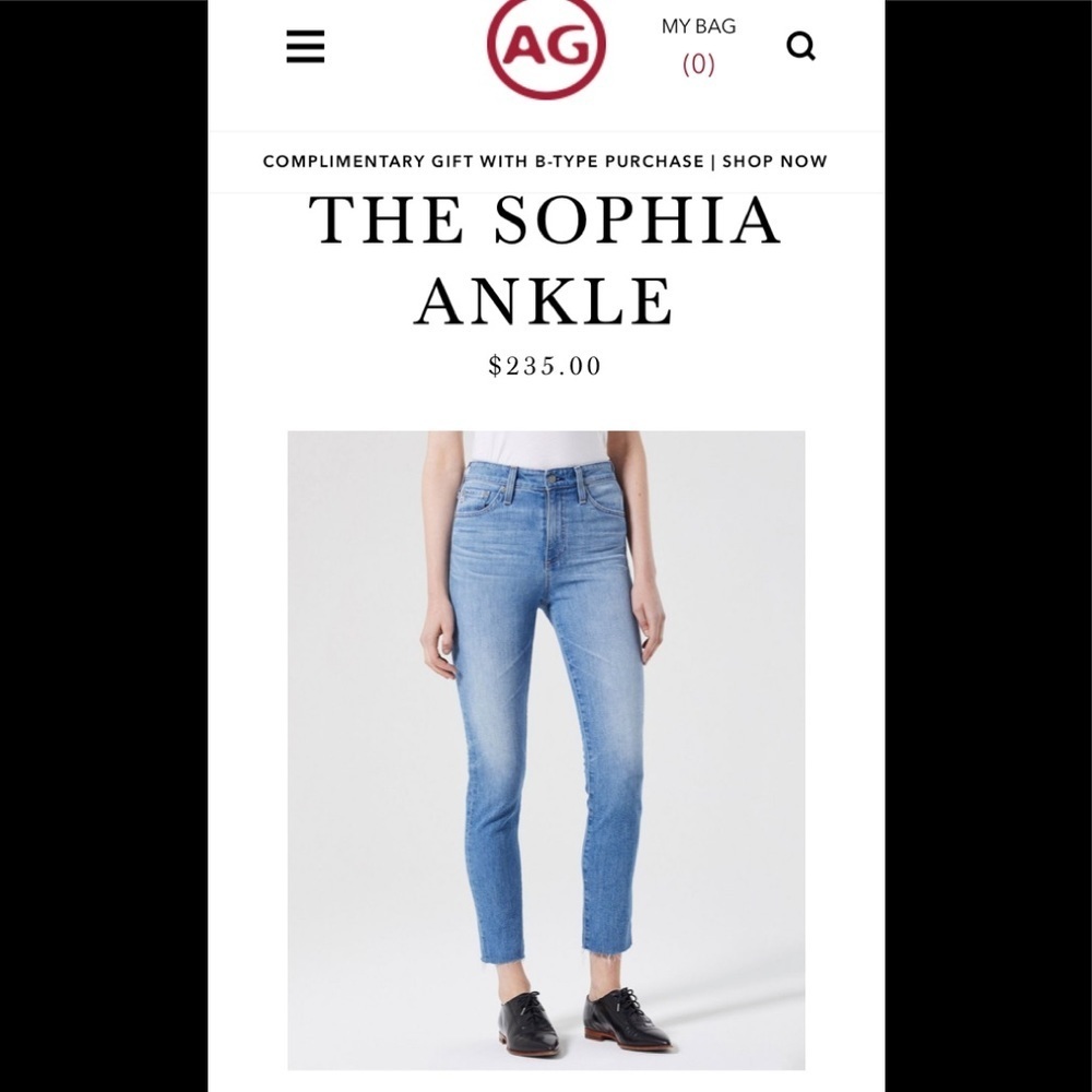 NWT size27 AG Sophia high waisted skinny jeans